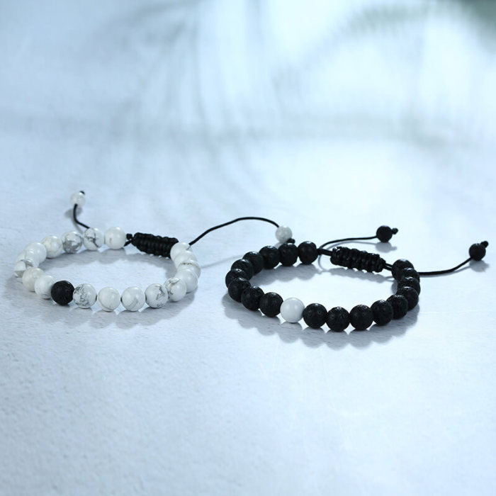 Wholesale White and Black Beads Bracelets