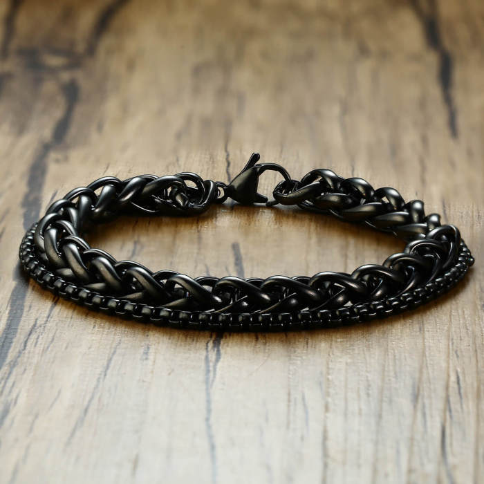 Wholesale Mens Stainless Steel Double Chain Bracelet