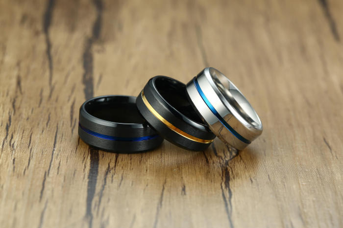 Wholesale Mens Stainless Steel Black Ring Band