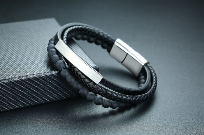 Wholesale Mens Personalized Leather Bracelet