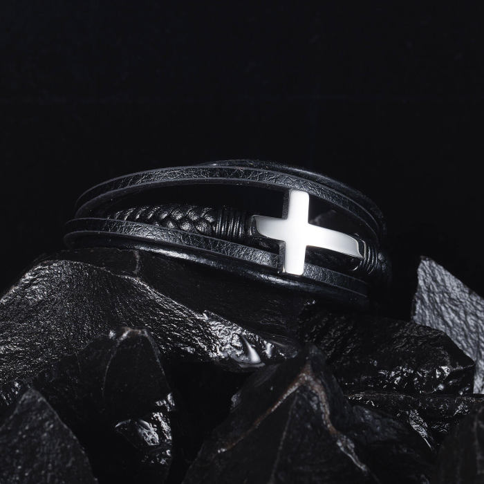 Wholesale Leather Bracelet with Cross