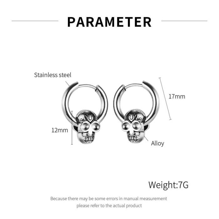 Wholesale Stainless Steel Hoop earrings with Skull