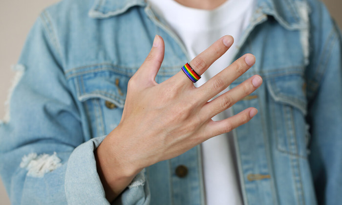 Stainless Steel Classic Rubber Rainbow Gay Rings