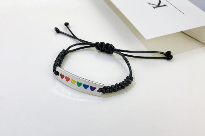 Wholesale Braid Bracelet with Rainbow Hearts
