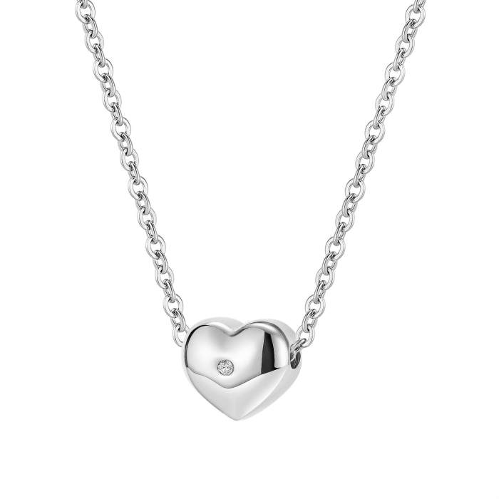 Wholesale Stainless Steel Heart Necklce with CZ