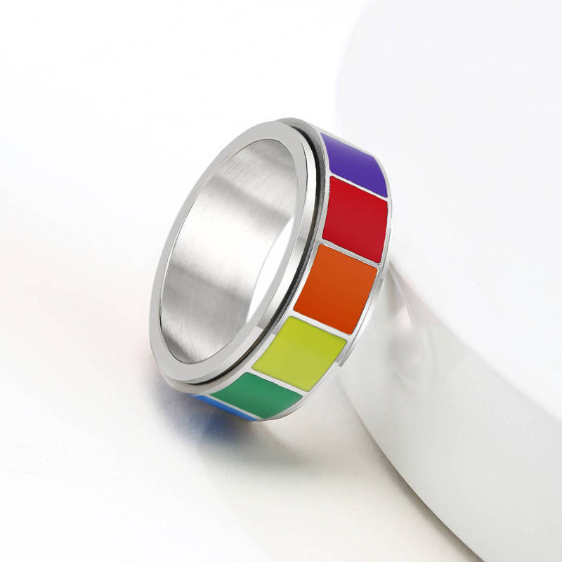 Wholesale Stainless Steel Spinner Rainbow Rings