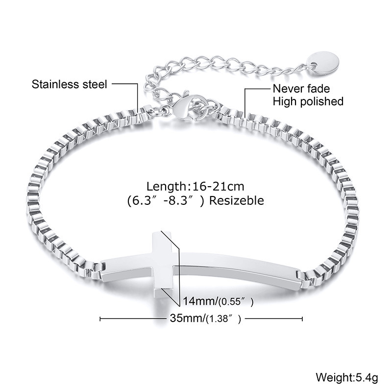 Wholesale Stainless Steel Sideway Cross Bracelet