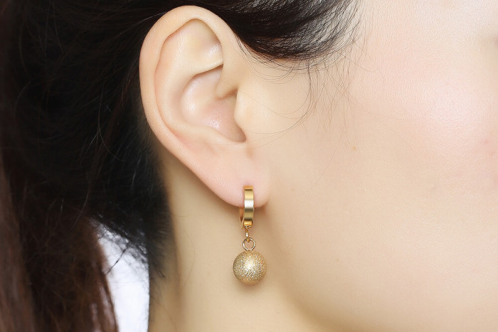 Stainless Steel Hoop Earring with Ball