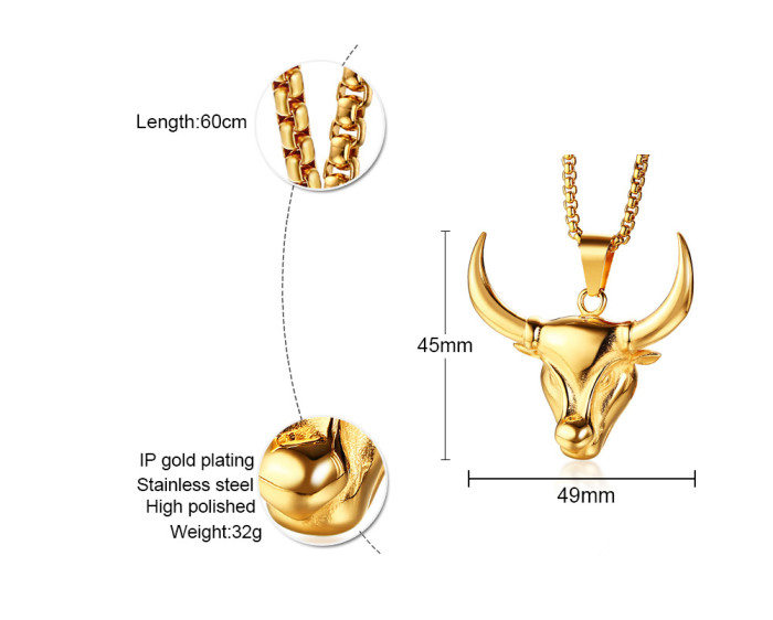 Wholesale Stainless Steel Cow Head Pendant