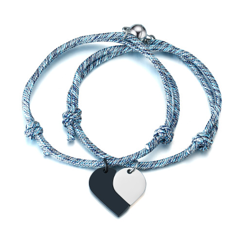 Wholesale Rope Bracelet with Stainless Steel Matching Heart