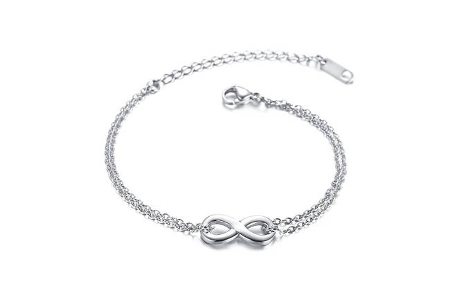 Wholesale Stainless Steel Double Chain Bracelet with infinity