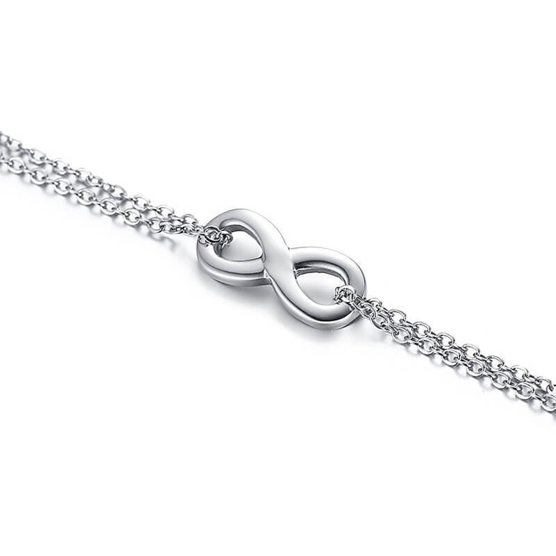 Wholesale Stainless Steel Double Chain Bracelet with infinity