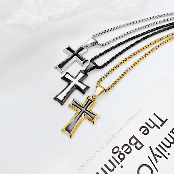 Wholesale Stainless Steel Two-tone Cross Pendant