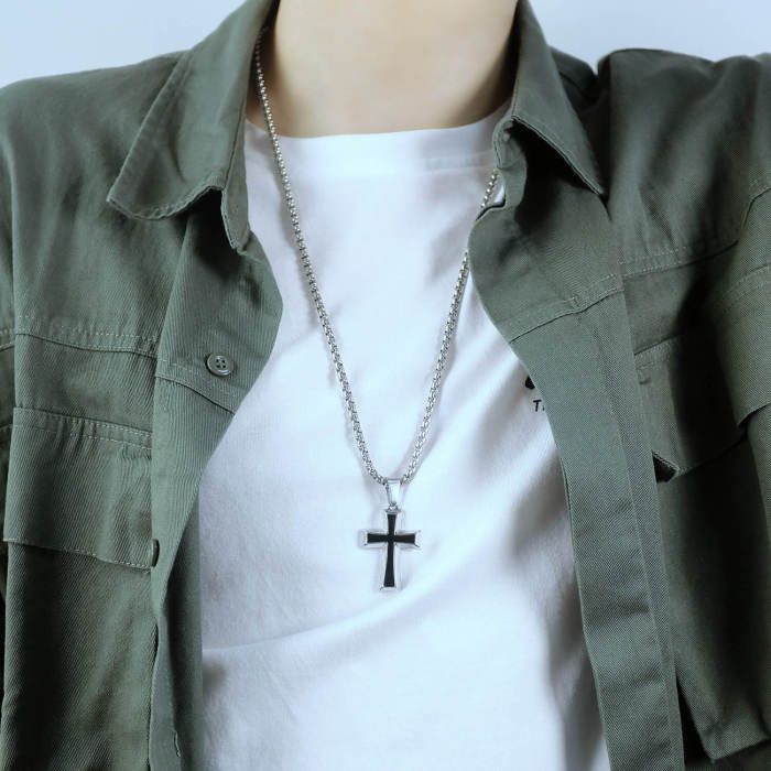 Wholesale Stainless Steel Two-tone Cross Pendant