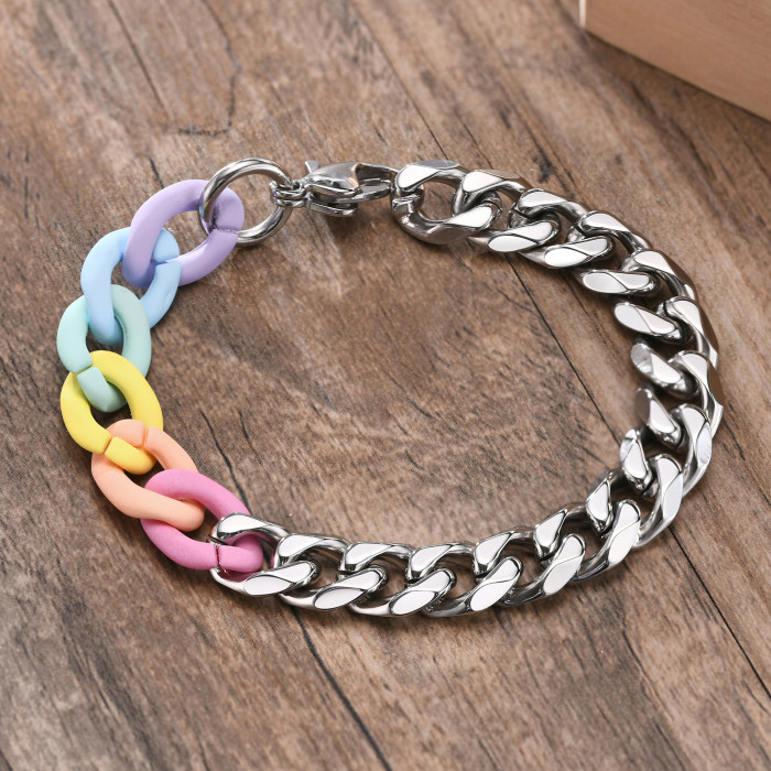 Wholesale Stainless Steel and Acrylic Chain Bracelet