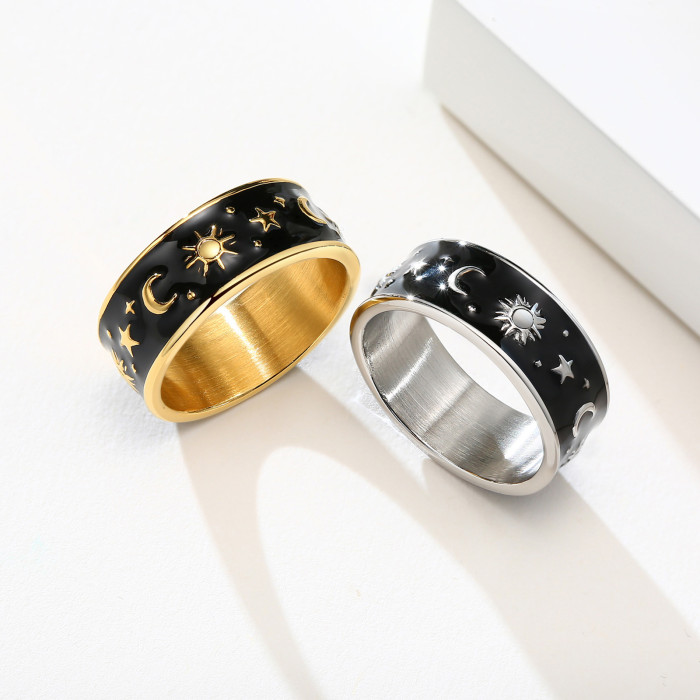 Wholesale Stainless Steel Sun and Moon Ring
