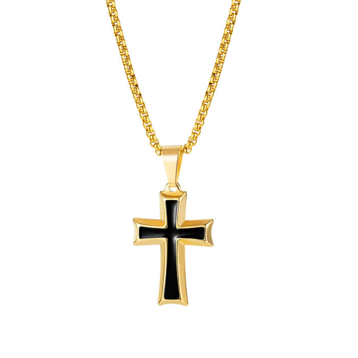 Wholesale Stainless Steel Two-tone Cross Pendant