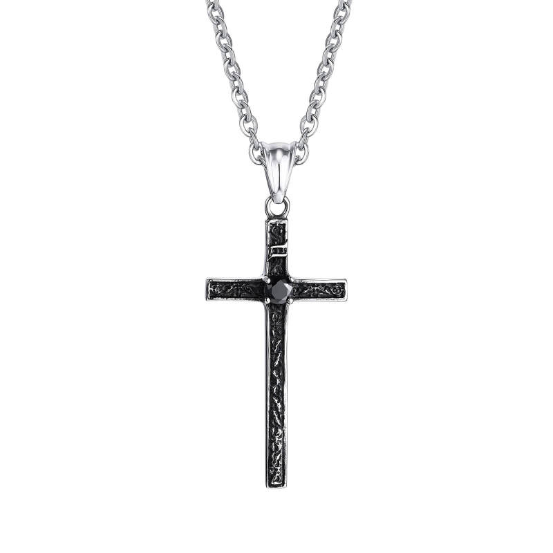 Wholesale Stainless Steel Cross Necklace with CZ