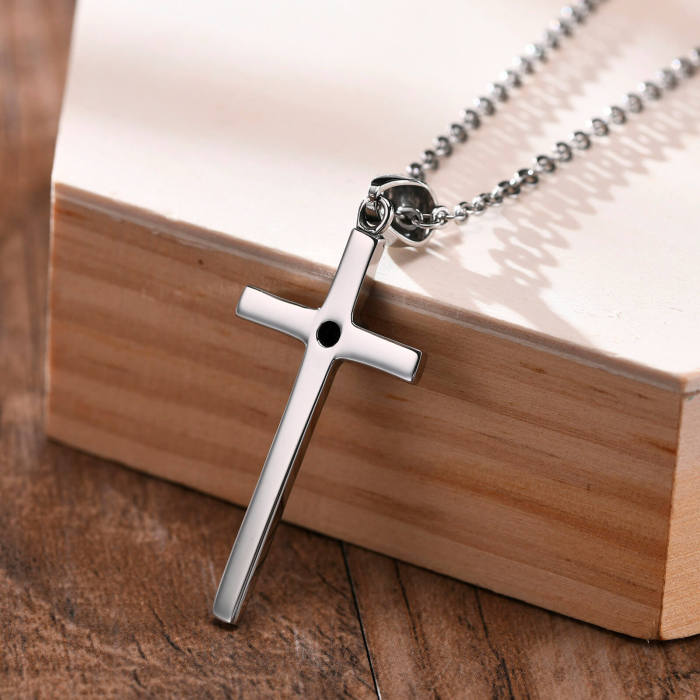 Wholesale Stainless Steel Cross Necklace with CZ