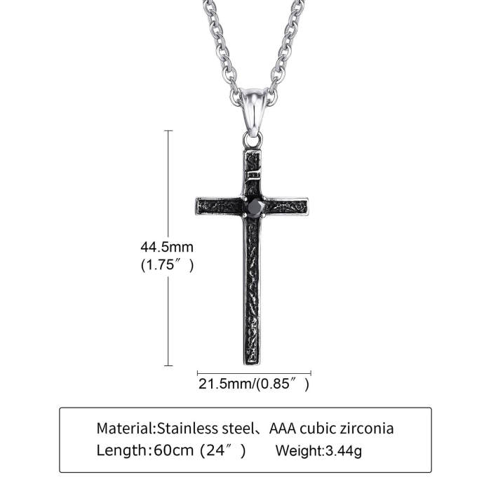 Wholesale Stainless Steel Cross Necklace with CZ