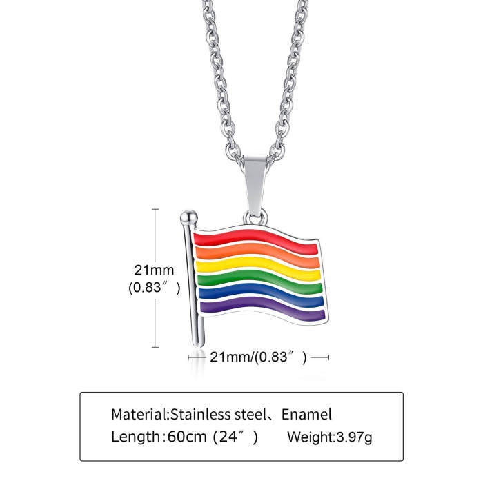 Wholesale Stainless Steel Rainbow Flag Pendant