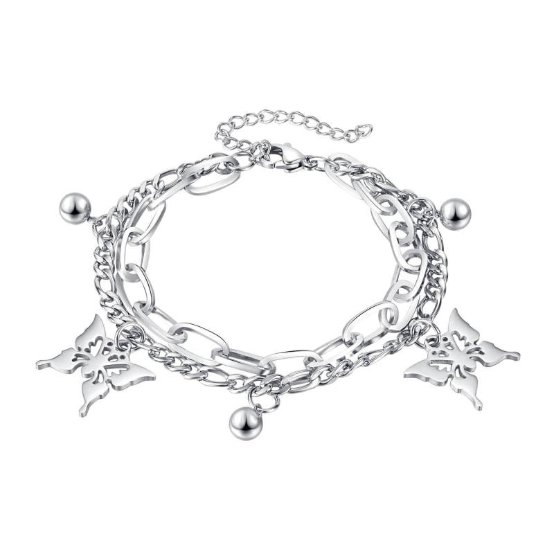 Wholesale Stainless Steel Bracelet with Butterfly Charm