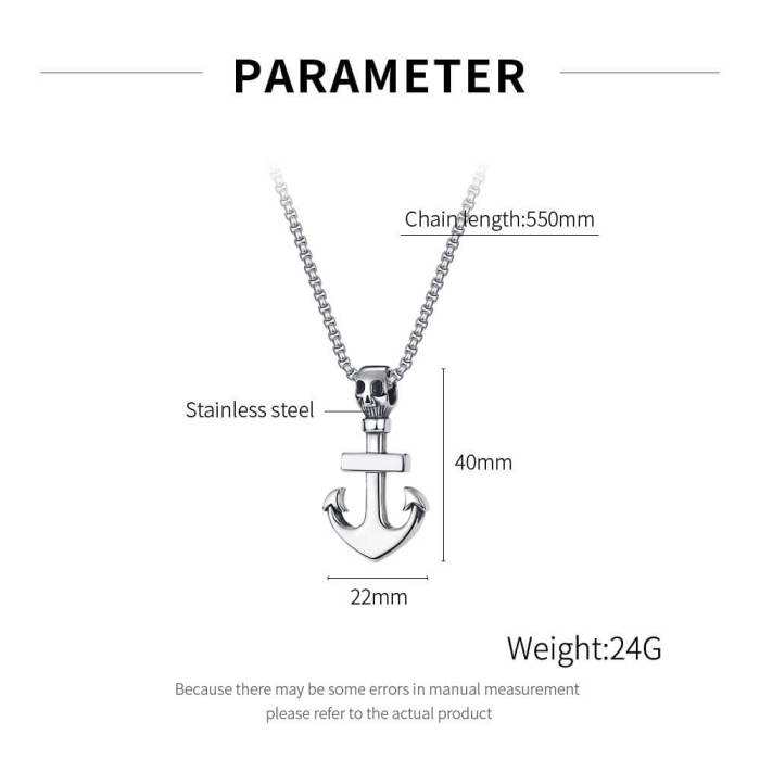 Wholesale Stainless Steel Anchor with Skull Pendant