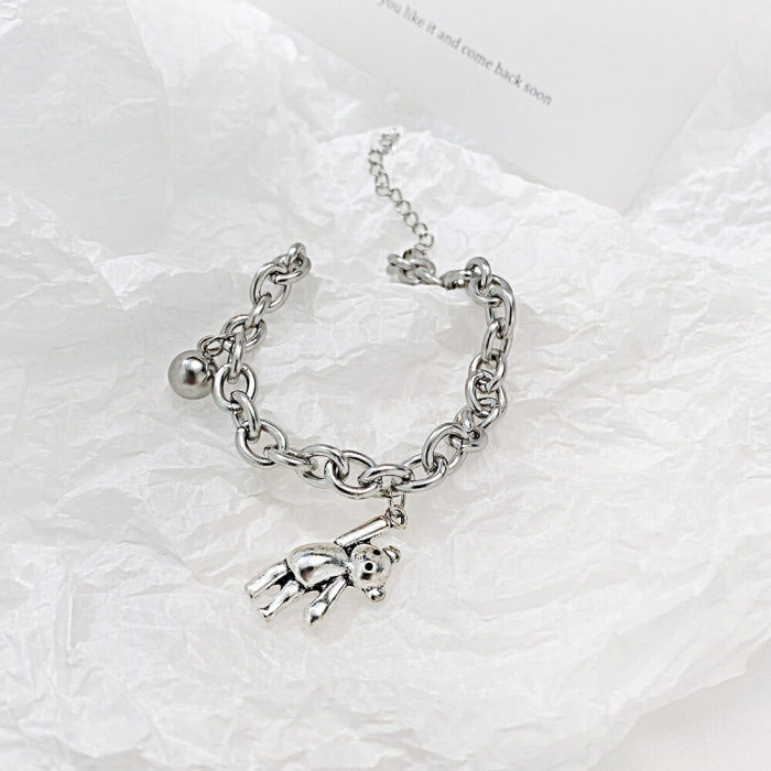 Wholesale Stainless Steel Chain Bracelet with Alloy Bear