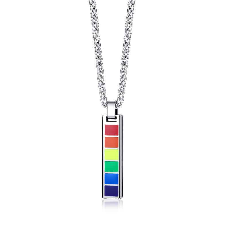 Wholesale Rainbow Flat Panel LGBT Pride Necklace