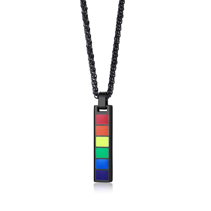 Wholesale Rainbow Flat Panel LGBT Pride Necklace