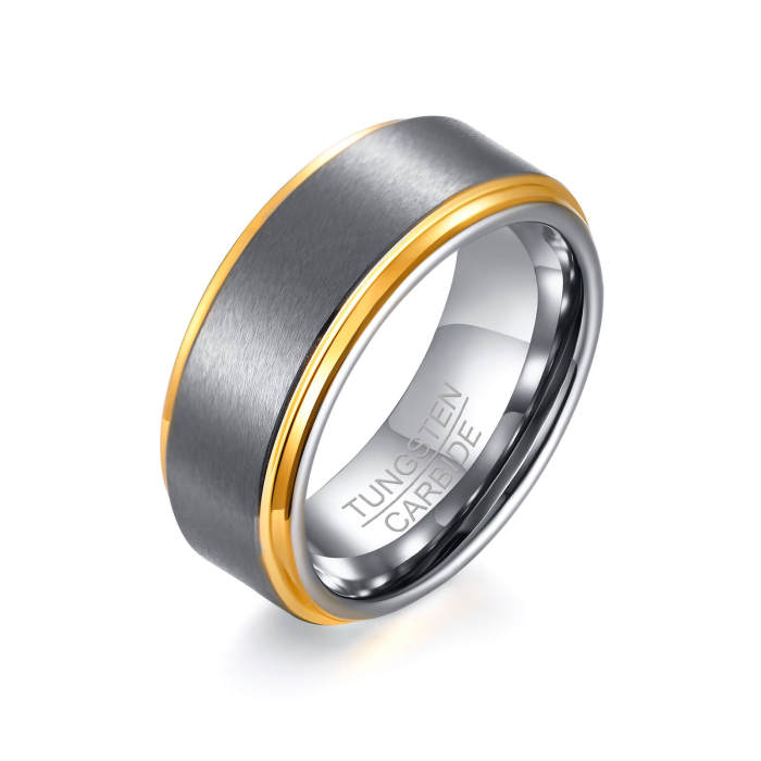 Black Tungsten Brushed Center Rings Wholesale