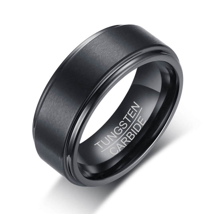 Black Tungsten Brushed Center Rings Wholesale