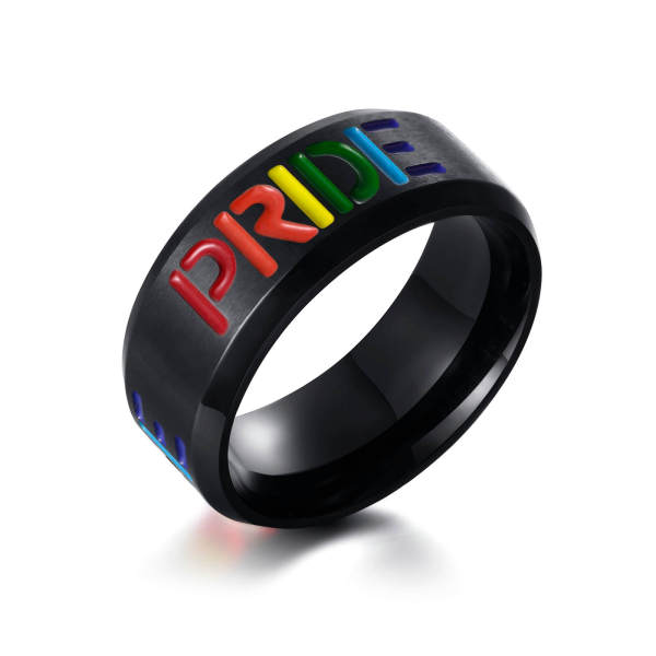 Wholesale Black Stainless Steel Pride Band Ring