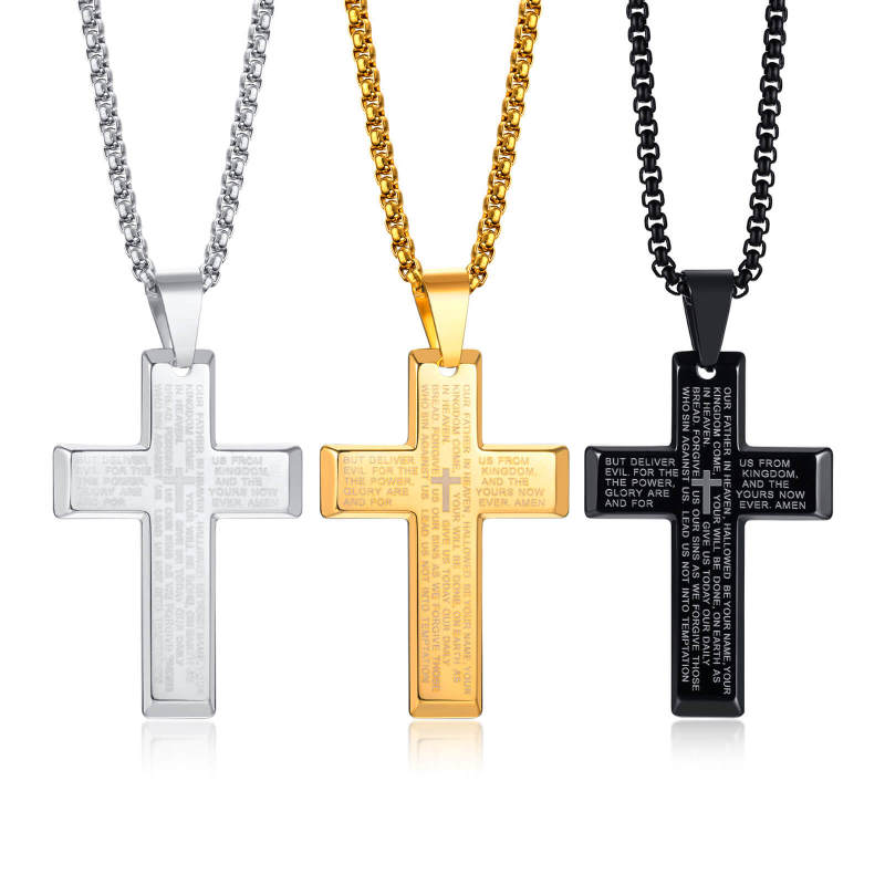 Wholesale Stainless Steel Cross Pendant With The Lord's Prayer