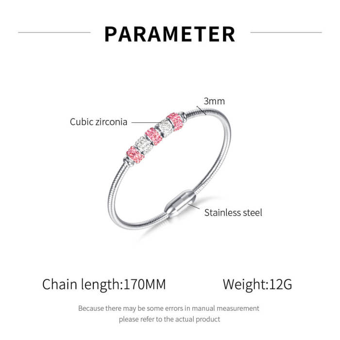 Wholesale Stainless Steel Bangle with CZ Beads