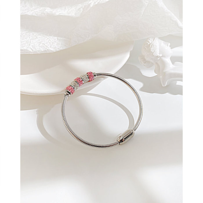 Wholesale Stainless Steel Bangle with CZ Beads