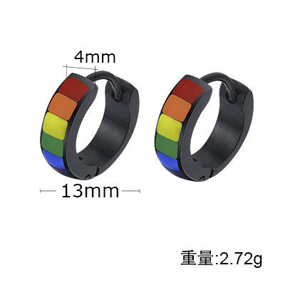 Wholesale Stainless Steel Rainbow Pride Hoop Earring