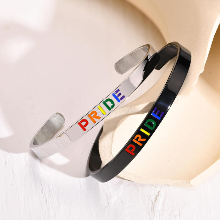 Wholesale Stainless Steel Pride Rainbow Bangle