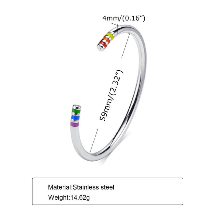 Wholesale Stainless Steel Open Bangle with Rainbow
