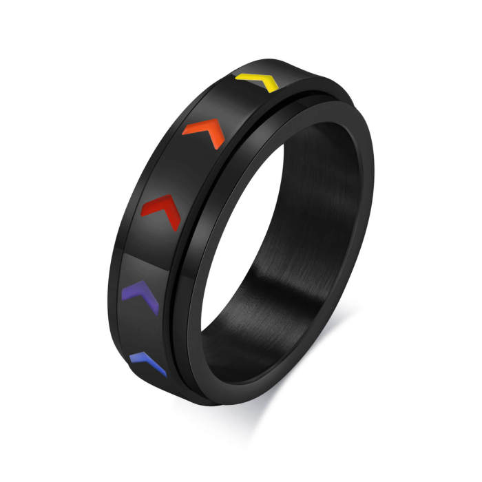 Wholesale Stainless Steel Rainbow Spinner Ring