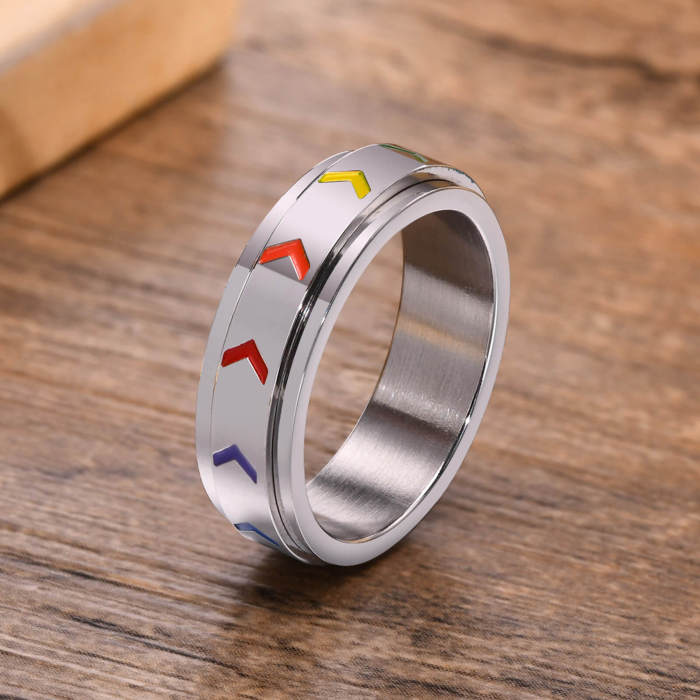Wholesale Stainless Steel Rainbow Spinner Ring