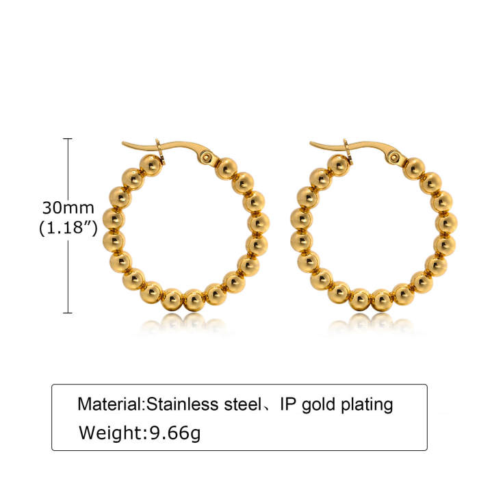 Wholesale Stainless Steel Beads Hoop Earring