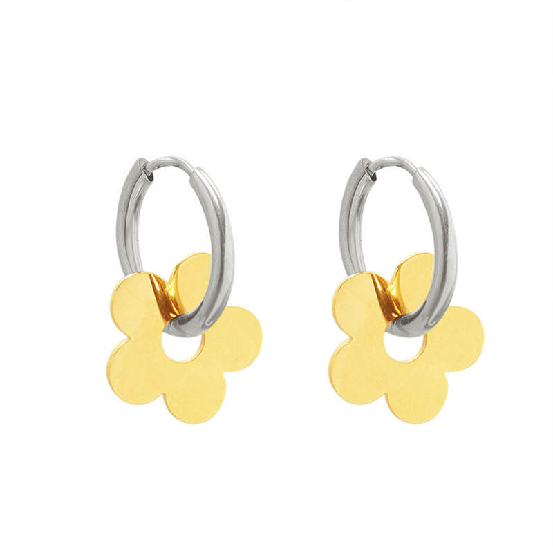 Wholesale Stainless Steel Hoop Earrings with Flower