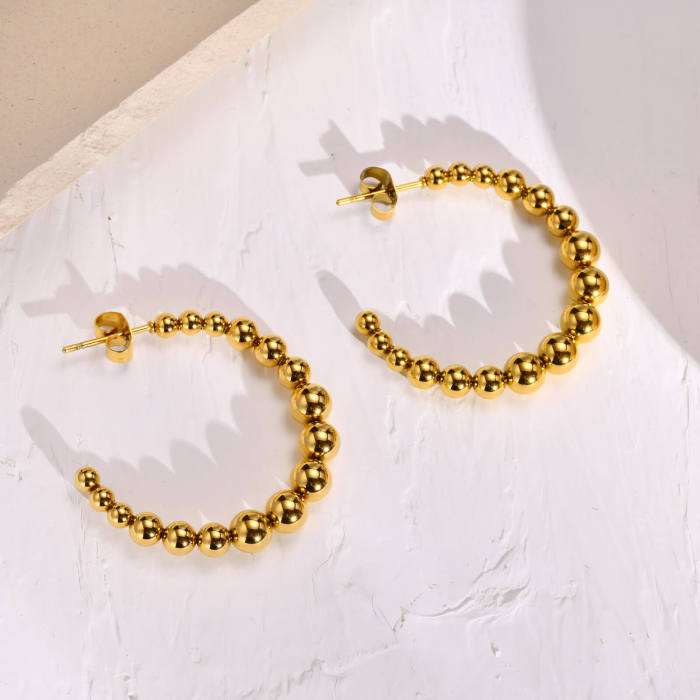Wholesale Stainless Steel Beads Hoop Earring