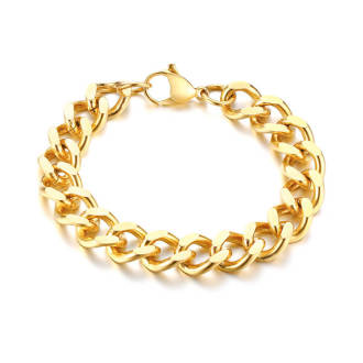 Wholesasle 12mm Stainless Steel Gold Chain Bracelet