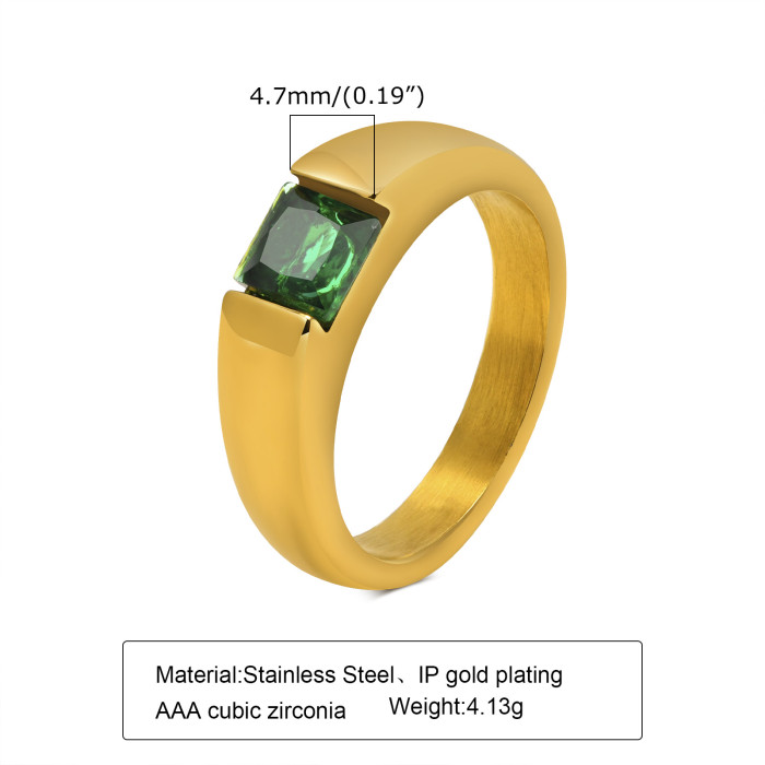 Wholesale Stainless Steel Women Ring with Green Cz