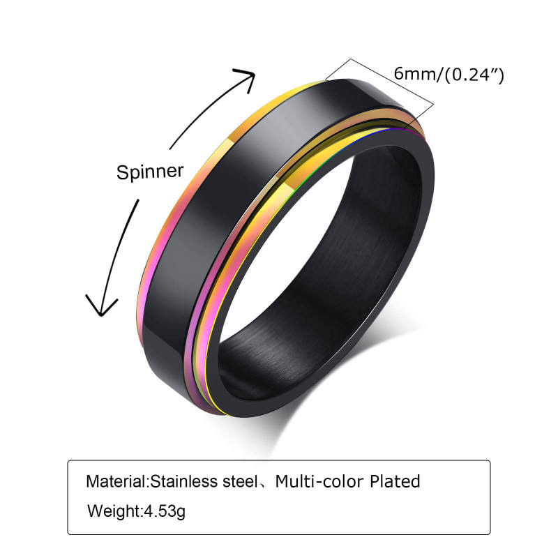 Wholesale Stainless Steel Multi-color Edge Spinner Ring