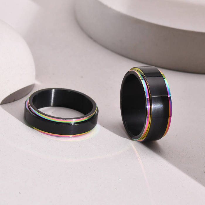 Wholesale Stainless Steel Multi-color Edge Spinner Ring