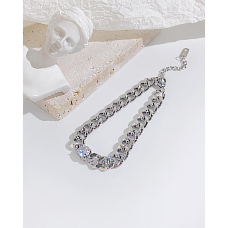 Wholesale Stainless Steel Chain Bracelet with CZ