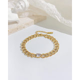 Wholesale Stainless Steel Chain Bracelet with CZ